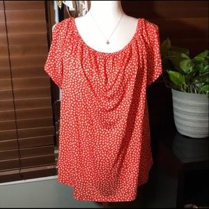 NWOT LASCANA orange/white cold shoulder top